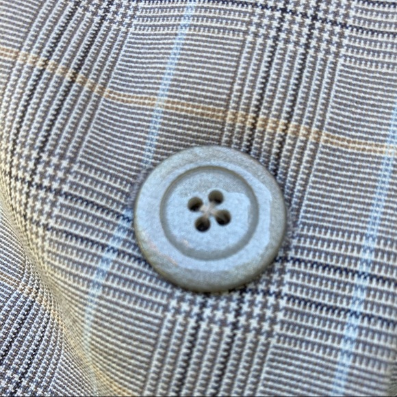 Larry Levine Notch Collar Blue Gray plaid 3 button Classic Blazer Jacket sz12 - Picture 5 of 15